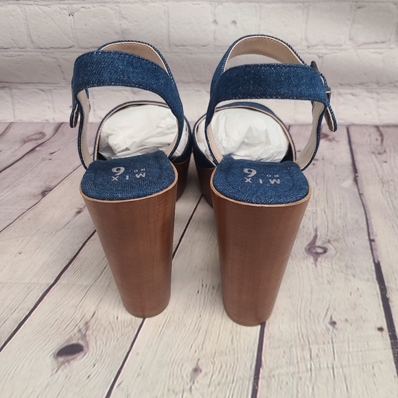 Mix No. 6 Carinda Indigo/Soft Denim Platform Sandals - Size 9.5M - Picture 4 of 7
